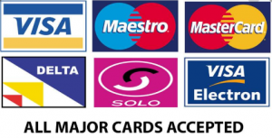 All major payment cards accepted